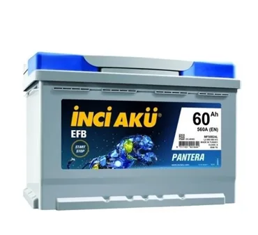 İnci Akü 12V 60Ah EFB 560A CCA Pantera Start-Stop Araç Aküsü